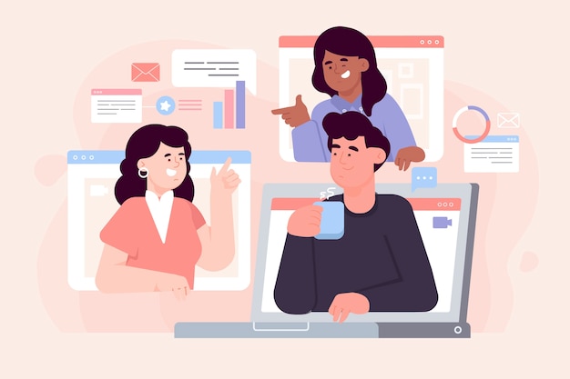 Telecommuting concept Free Vector