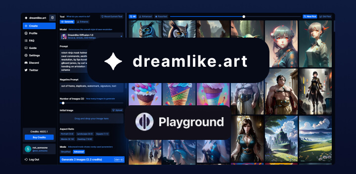Midjourney 平替丨2个免费的AI绘画工具playground.ai dreamlike.art