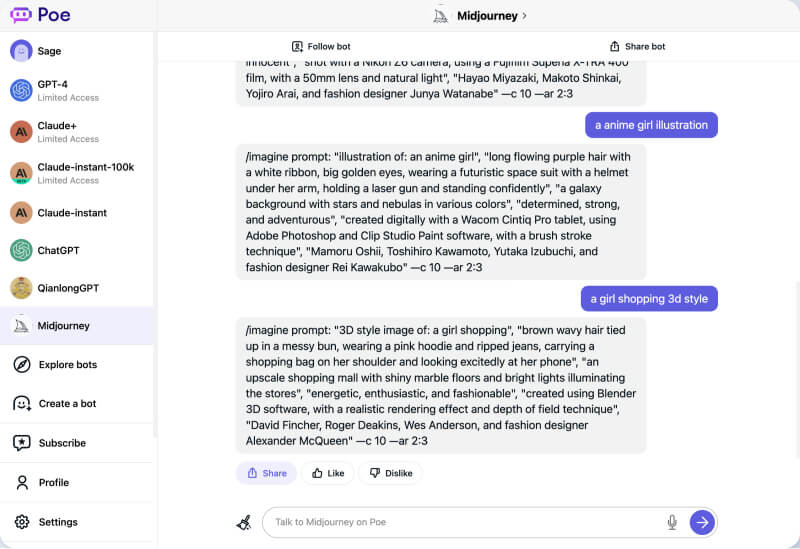 Quora Ai机器人Poe——midjourney 提示词机器人 Quora Ai机器人Poe——midjourney 提示词机器人