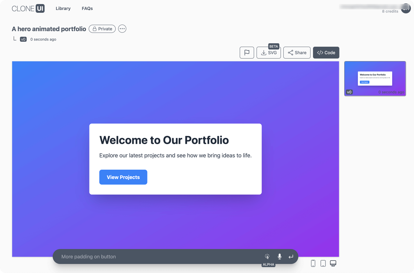 Clone UI丨输入提示词3秒高效生成页面组件_1.png