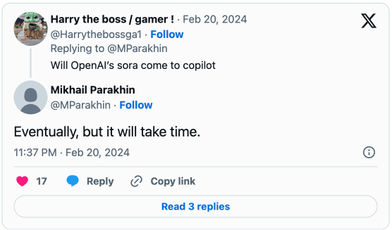 微软透露将集成OpenAI Sora至Copilot平台3.png 微软透露将集成OpenAI Sora至Copilot平台3.png
