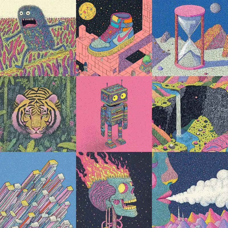 @gnrlyxyz Textured and pointillism inspired illustrations --sre.webp