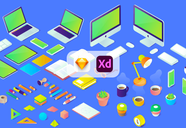 免费商用办公商务场景等距插画包