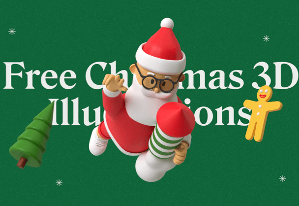 免费商用圣诞冬日3D插图包