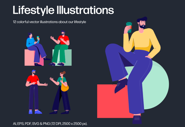 一组高质量免费商用生活场景UI插画