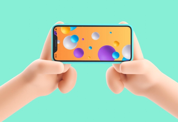 免费卡通手持样机iPhone样机mockup模型资源作品展示