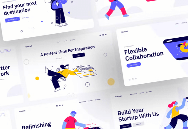 Control矢量扁平插画素材UI设计免费商用