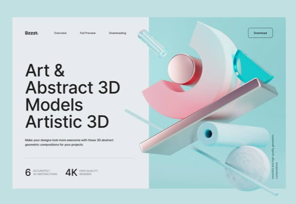 免费商用Bzzzt抽象图形3D图形UI设计素材