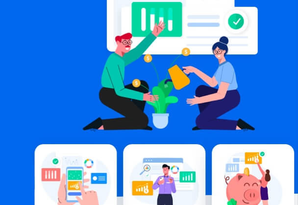 扁平矢量商务会议投资插画素材