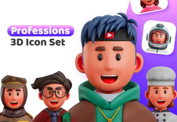 3D职业人物头像icon图标素材