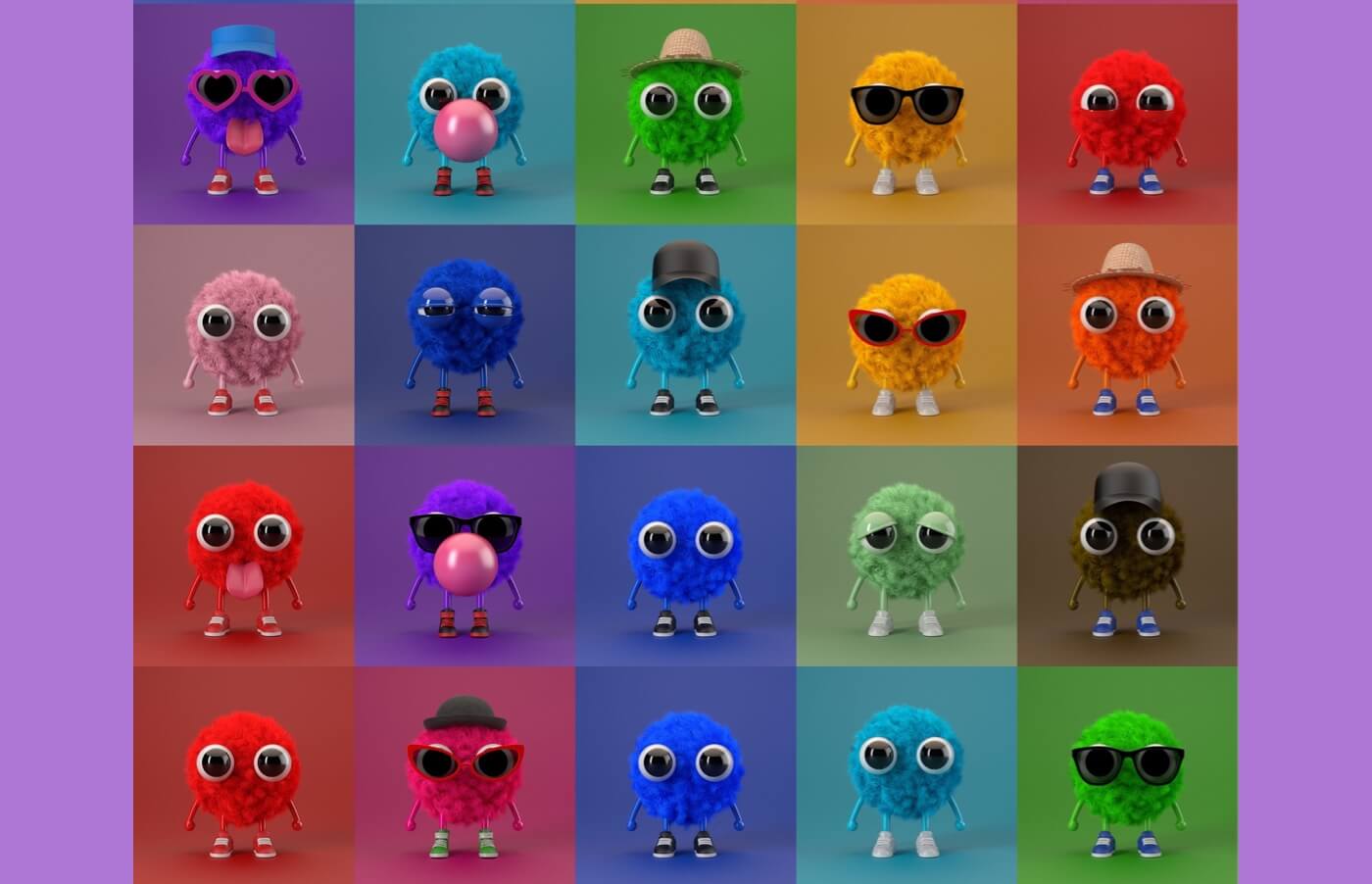 CryptoFluffs NFT毛绒小怪兽免费头像资源包- 插画素材- 标记狮社区—UI设计、XD/Sketch/Figma教程及AIGC分享平台