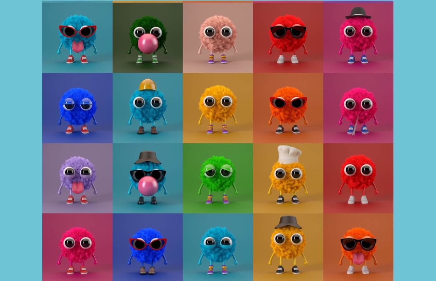 CryptoFluffs NFT毛绒小怪兽免费头像资源包- 插画素材- 标记狮社区—UI设计、XD/Sketch/Figma教程及AIGC分享平台