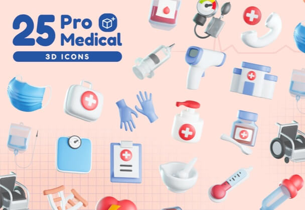 医疗3D图标口罩测温仪图标