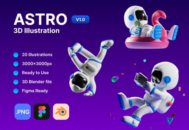 ASTRO-3D宇航员太空插图包