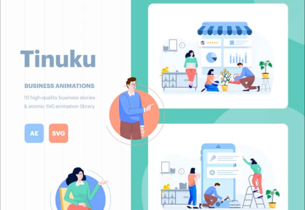 Tinuku-动态AE文件SVG插画商务办公场景