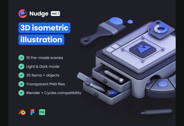 Nudge Vol.1-3D办公设计图标插画