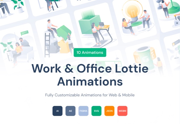 办公工作lottie动画SVG包含源文件