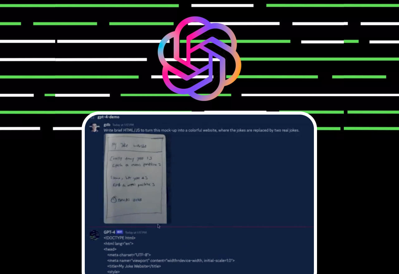 ChatGPT 4发布丨手绘原型图片直接生成网站代码！