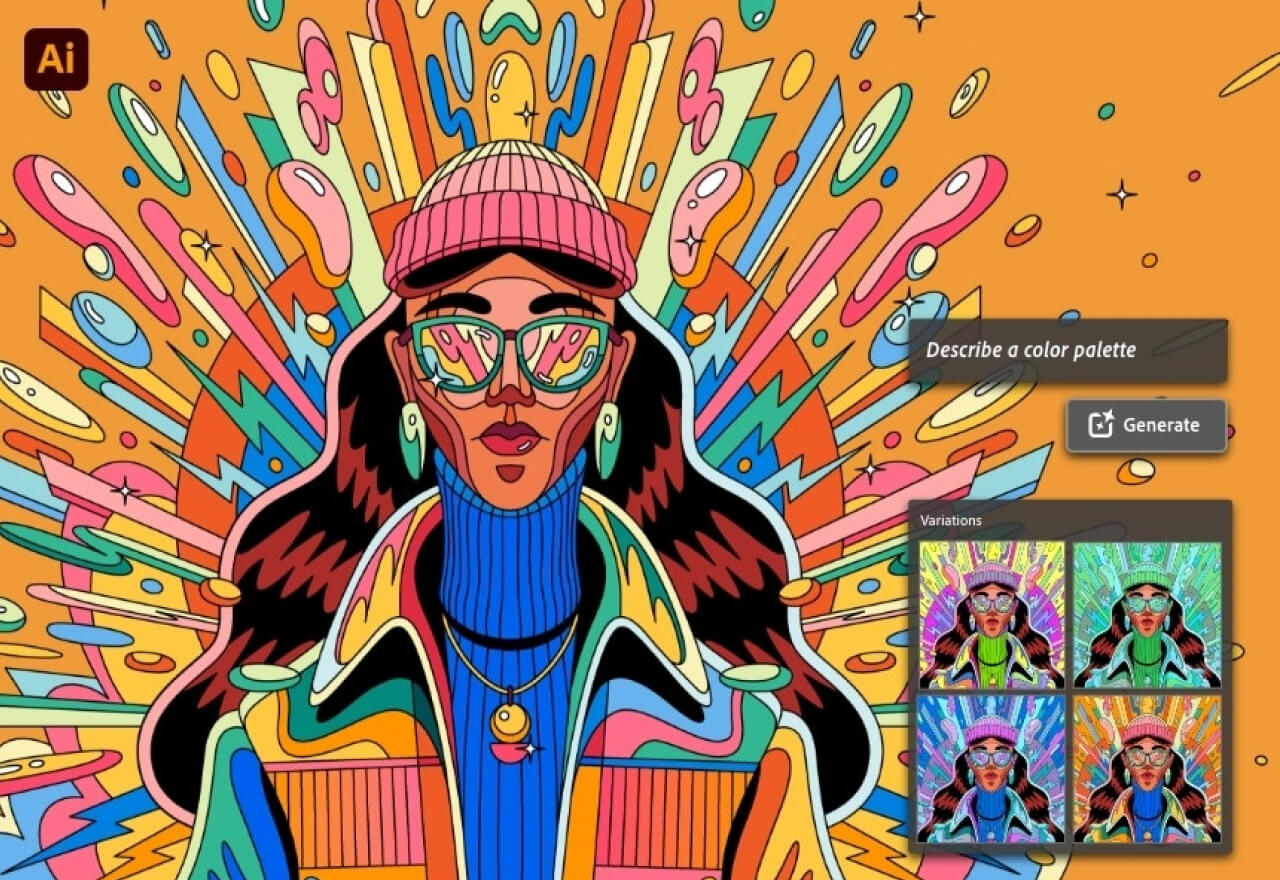Adobe Illustrator最新版开放Ai功能——Generative Recolor！