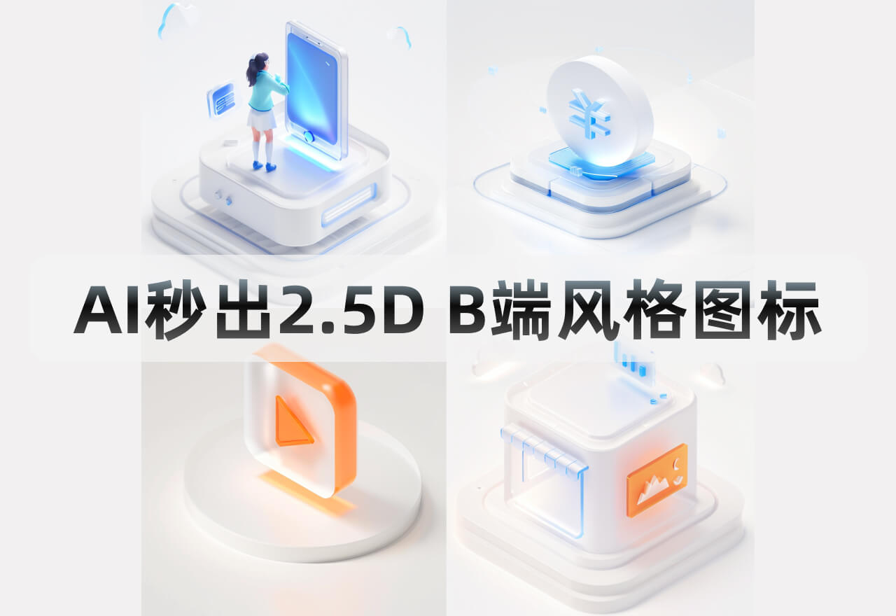 爆赞！稳定1秒制作B端2.5D玻璃质感图标丨DDicon