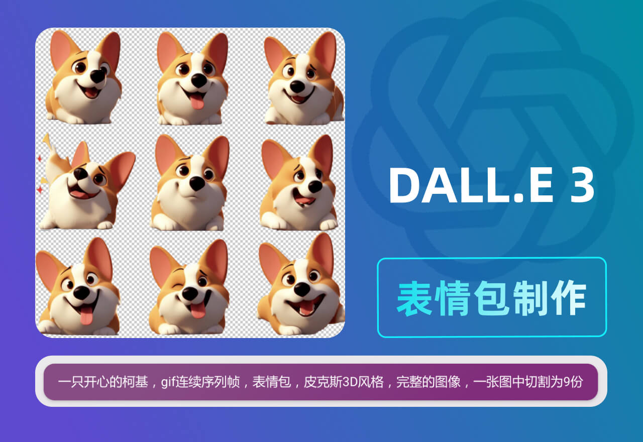 使用DALL-E 3免费生成gif表情包序列帧图像！