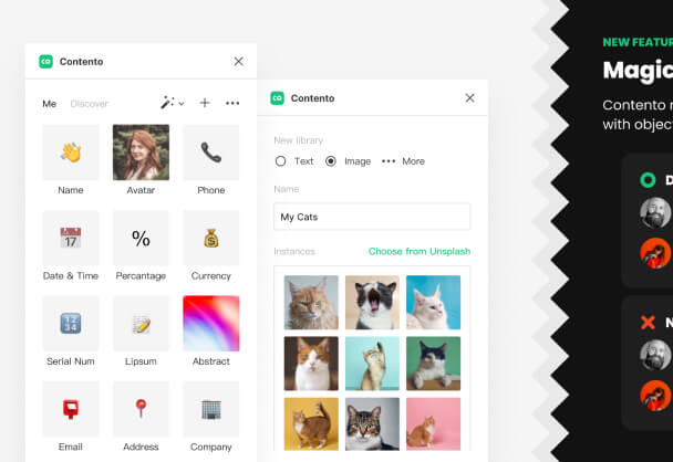 Figma插件Contento,一键实现数据与设计的快速匹配