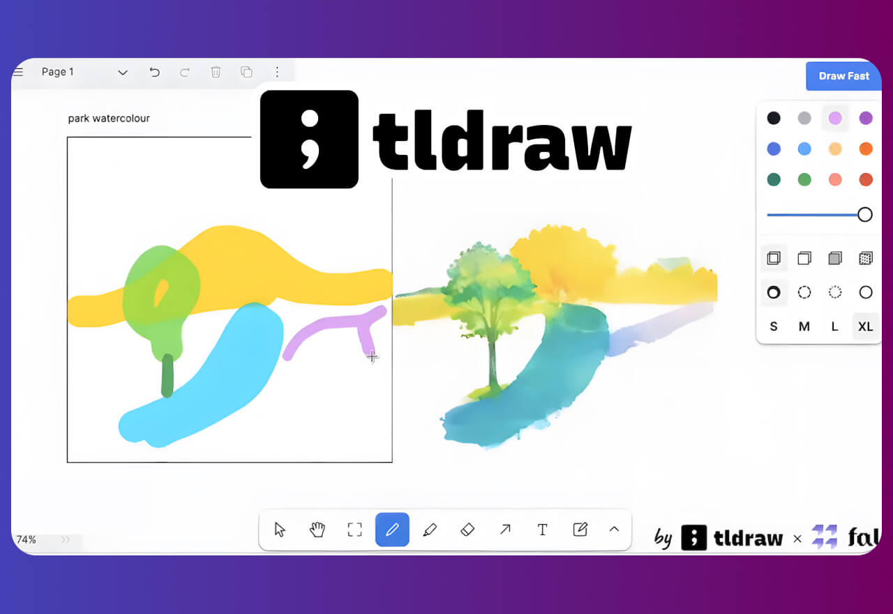 tldraw实时lcm AI绘图丨创意白板多种玩法
