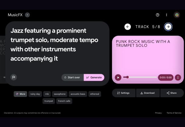 Google新出炉的AI音乐创作工具MusicFX!
