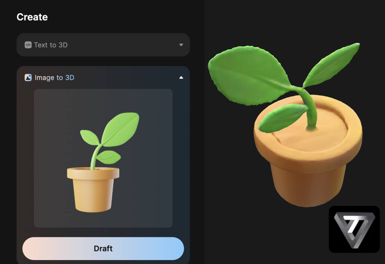 Tripo AI丨一键2D图片转化成3D模型