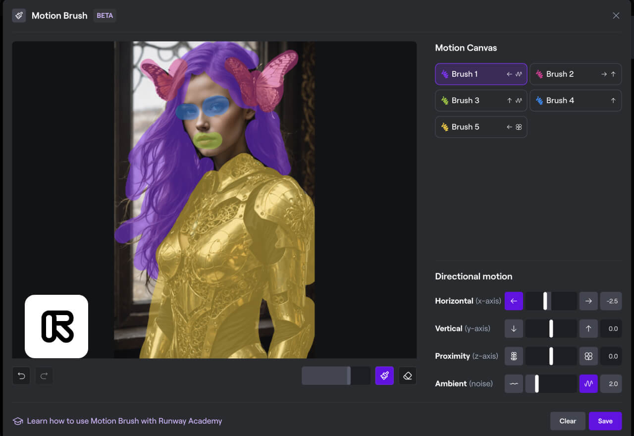 Runway Gen 2混合运动笔刷MultiMotion Brush开放！