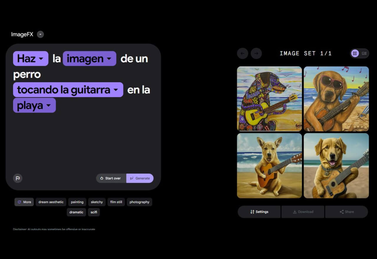 谷歌推出ImageFX丨独立人工智能图像生成器