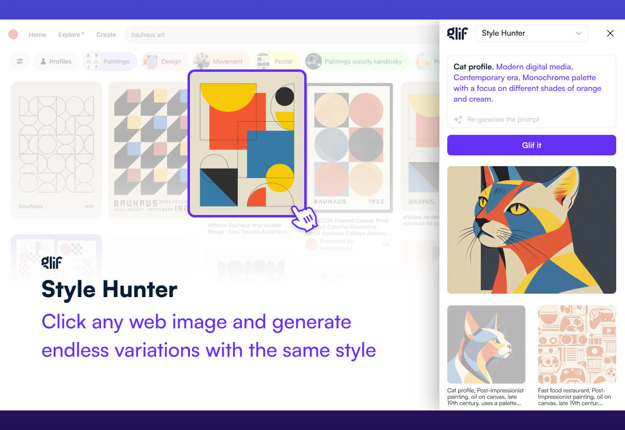 Glif Style Hunter - AI图像风格迁移谷歌浏览器插件
