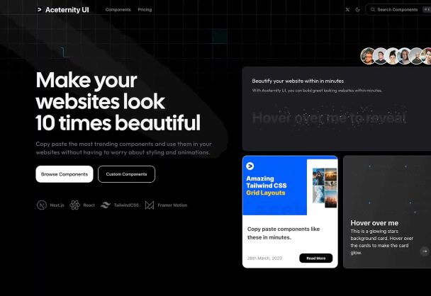 Aceternity UI丨网页动效交互前端UI组件库