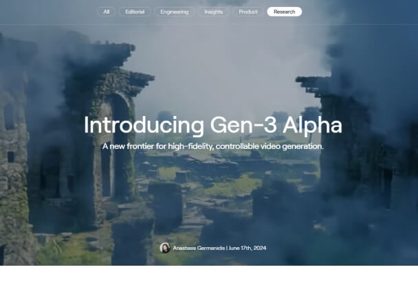Runway推出Gen-3 Alpha丨与Sora差距缩小