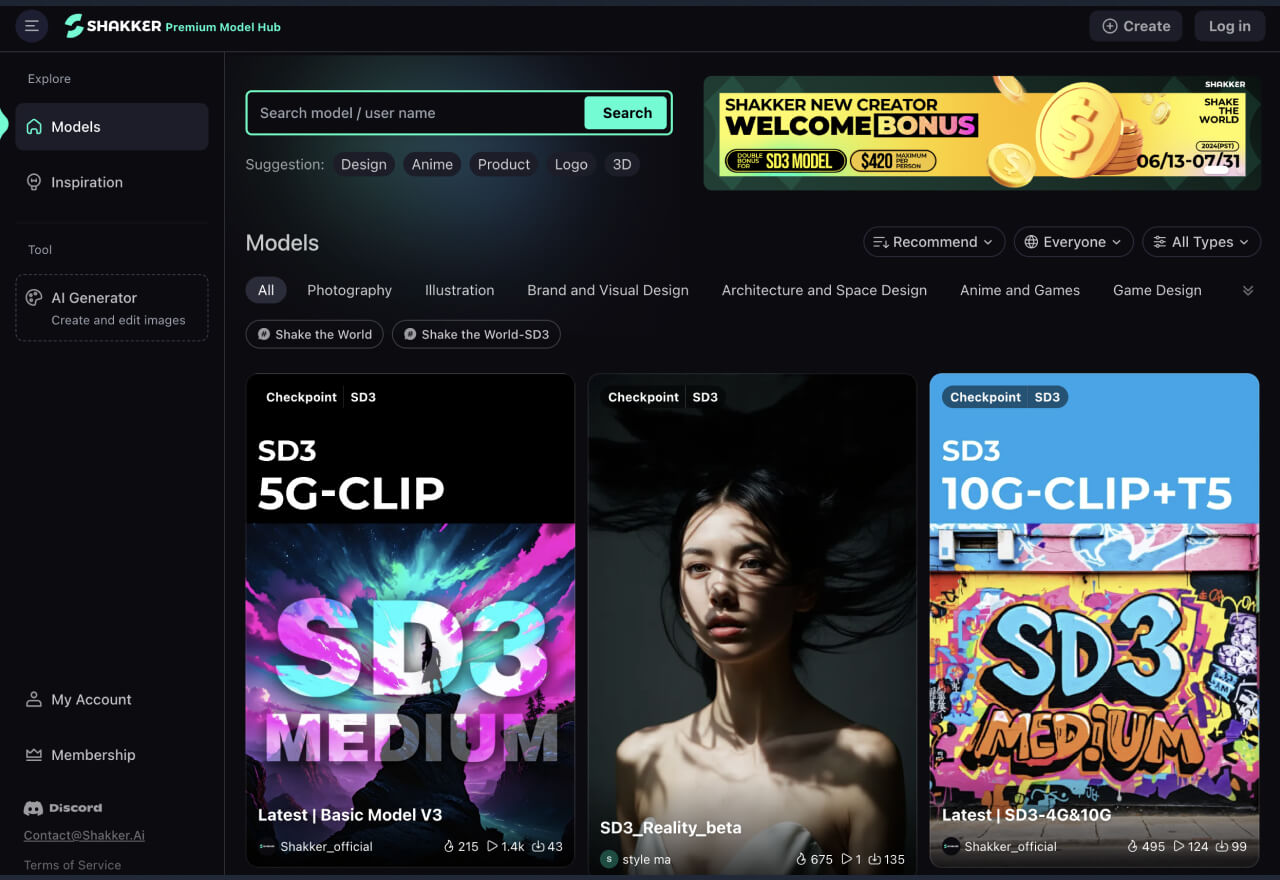 最新模型共享社区Shakker AI对打Civitai
