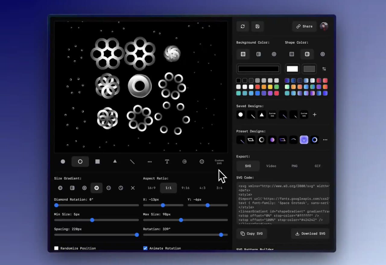 SVG Pattern Builder丨创新的在线SVG图案生成器
