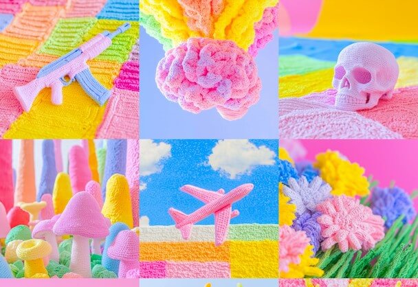 针织艺术的糖果色幻想