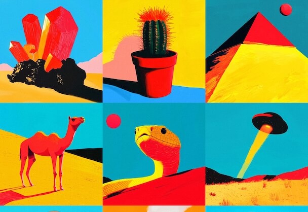 沙漠奇境：明亮色彩中的超现实视觉