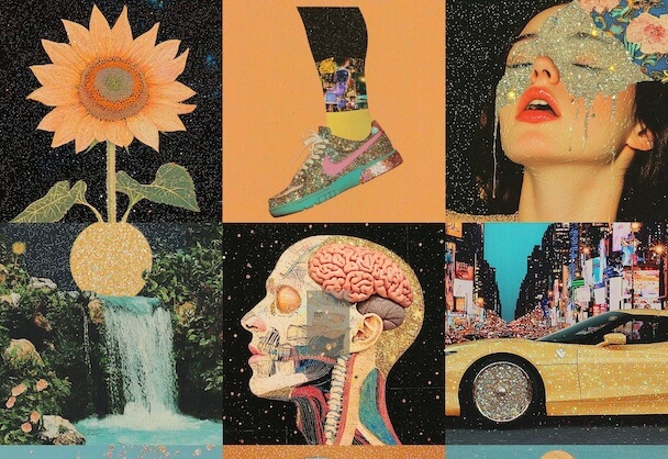 闪耀拼贴：现代与自然的奇幻交织