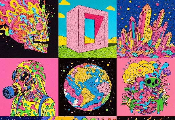 迷幻插画：赛博朋克与波普艺术的融合