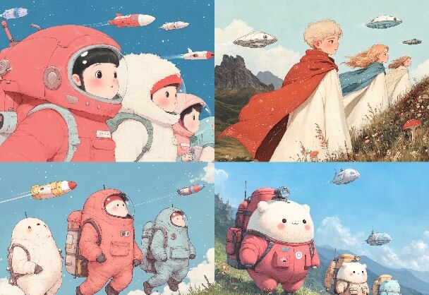 童话太空：温馨科幻的插画世界