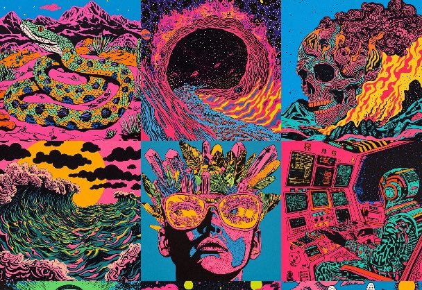 赛博朋克插画：复古漫画风格的迷幻世界