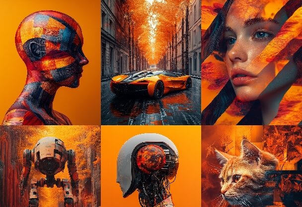 橙色赛博：双重曝光下的未来主义马赛克