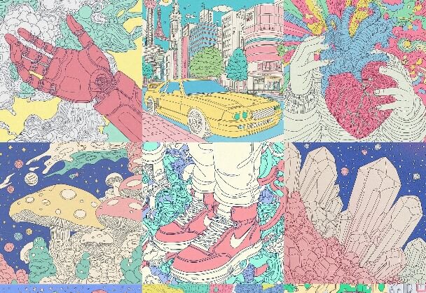 柔和色彩的都市幻想：素描风格插画集