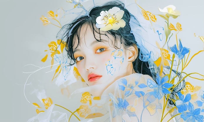 清新梦境：蓝金色调的视觉诗篇