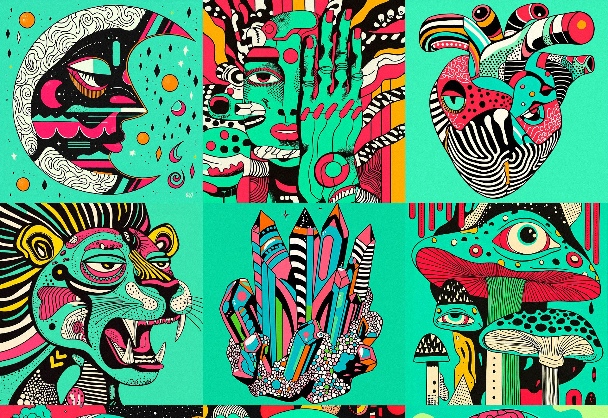 超现实主义街头艺术风格插画