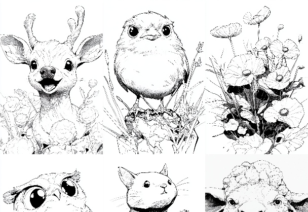 萌系动物线稿插画集
