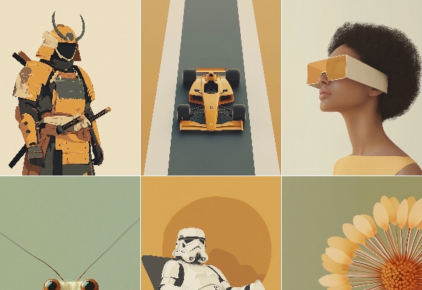 极简风潘通色彩艺术插画