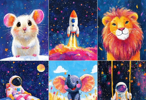 童话般的蜡笔画风格艺术